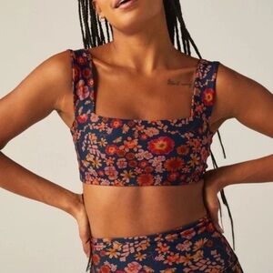 Beyond Yoga Navy Floral Square-Neck Tank Top
